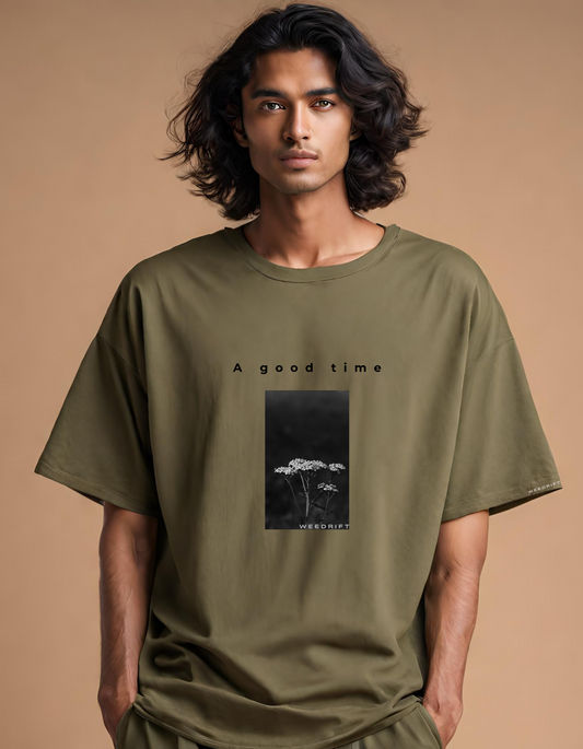 "Double the Motivation: A Good Time for a Long Time" Oversized Fit T-Shirt